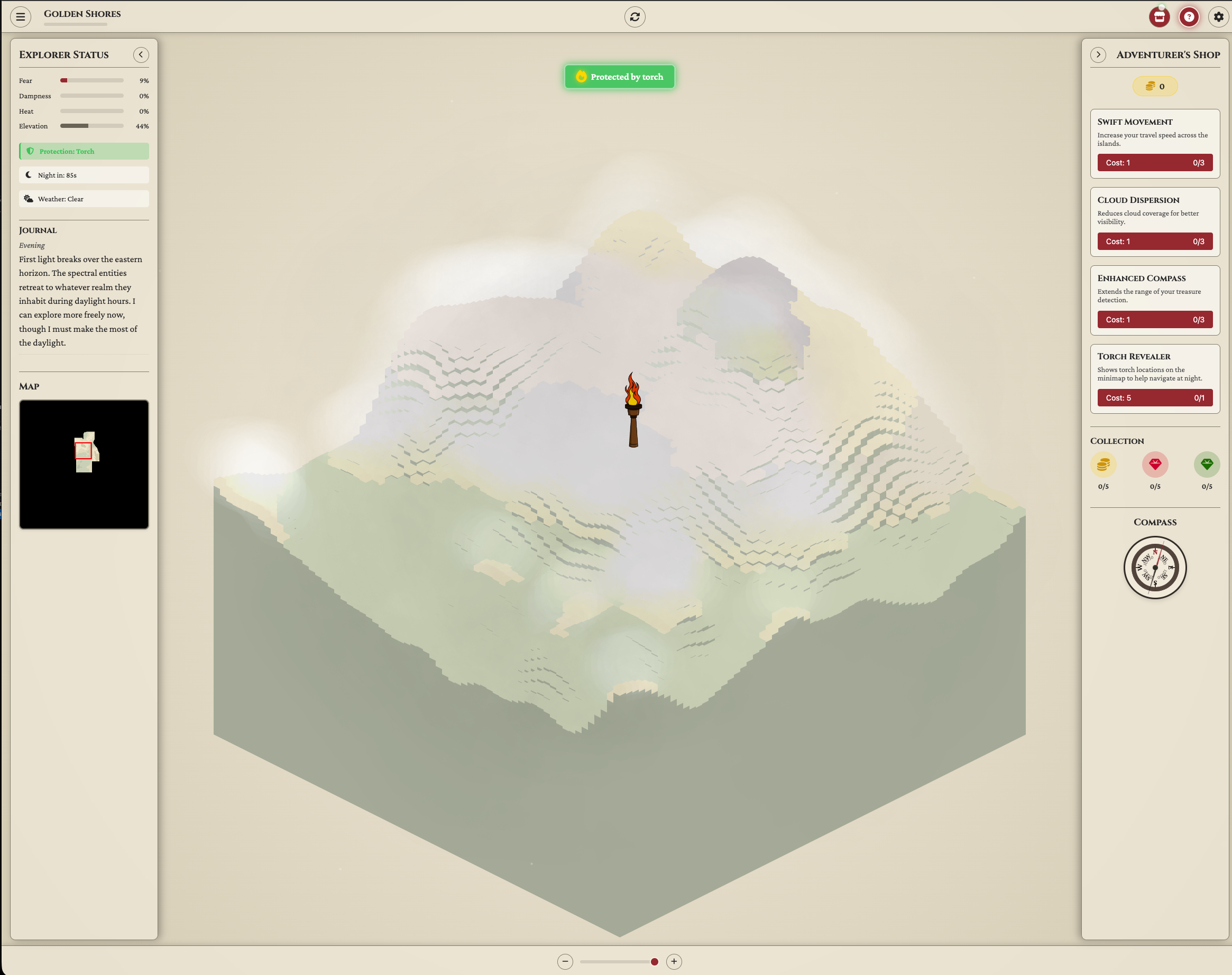 Arcane Archipelago — explorer with a protected torch in the ruins of three vanished civilizations