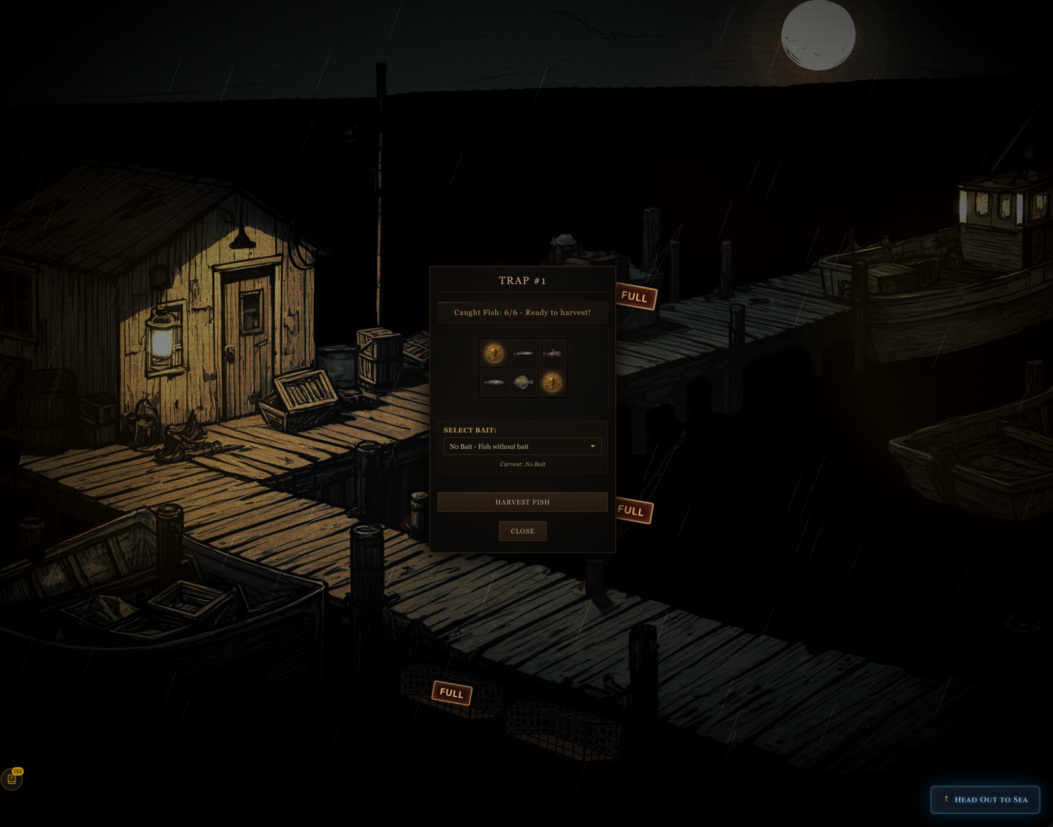 Blackmarsh Quay dock at night, storm lanterns over dark water